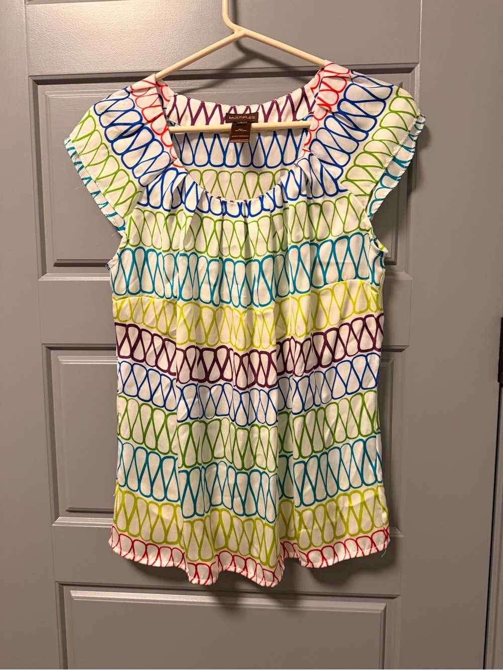 Multiple Brand Bright Multi-Color Patterned Cap Sleeve Top